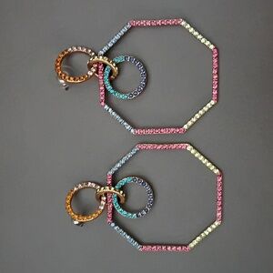 J. Crew Rainbow Pave Octagon Pierced Earrings